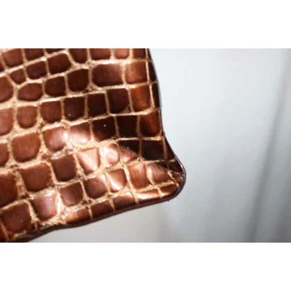 Kenneth Cole Reaction Brown/Copper Faux Alligator Print Clutch Shoulder purse - Picture 3 of 16